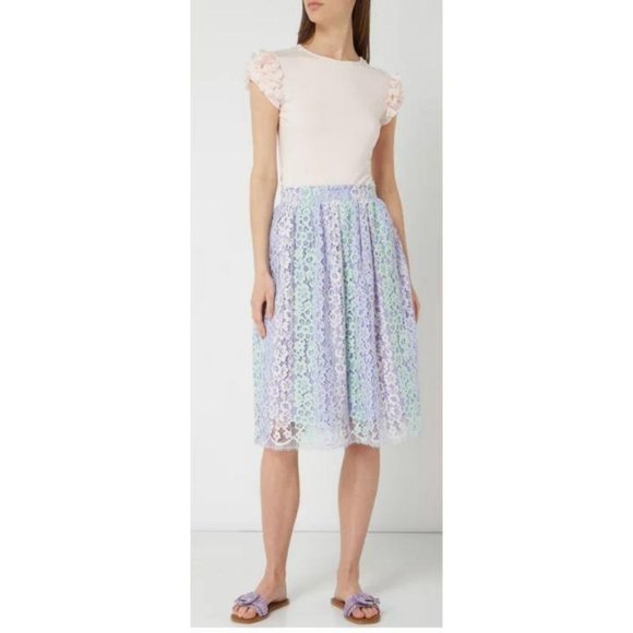 $375 NWT Blugirl Folies Purple Floral Lace Skirt L - Picture 3 of 15